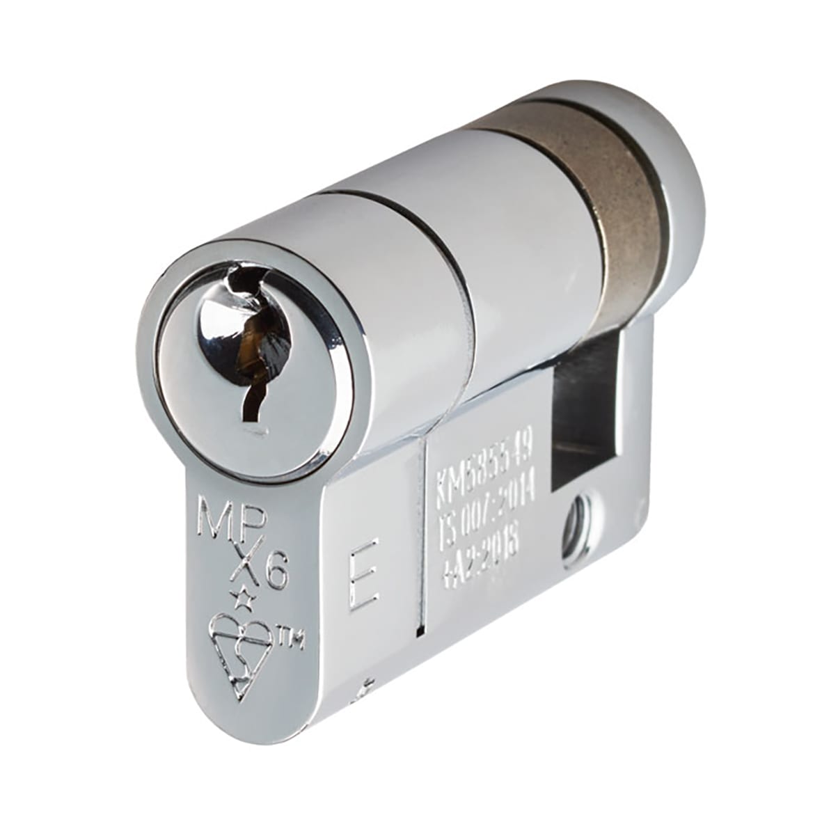 1 Star 6 Pin 46mm Euro Single Cylinder - 36 + 10mm - Polished Chrome - Keyed to Differ