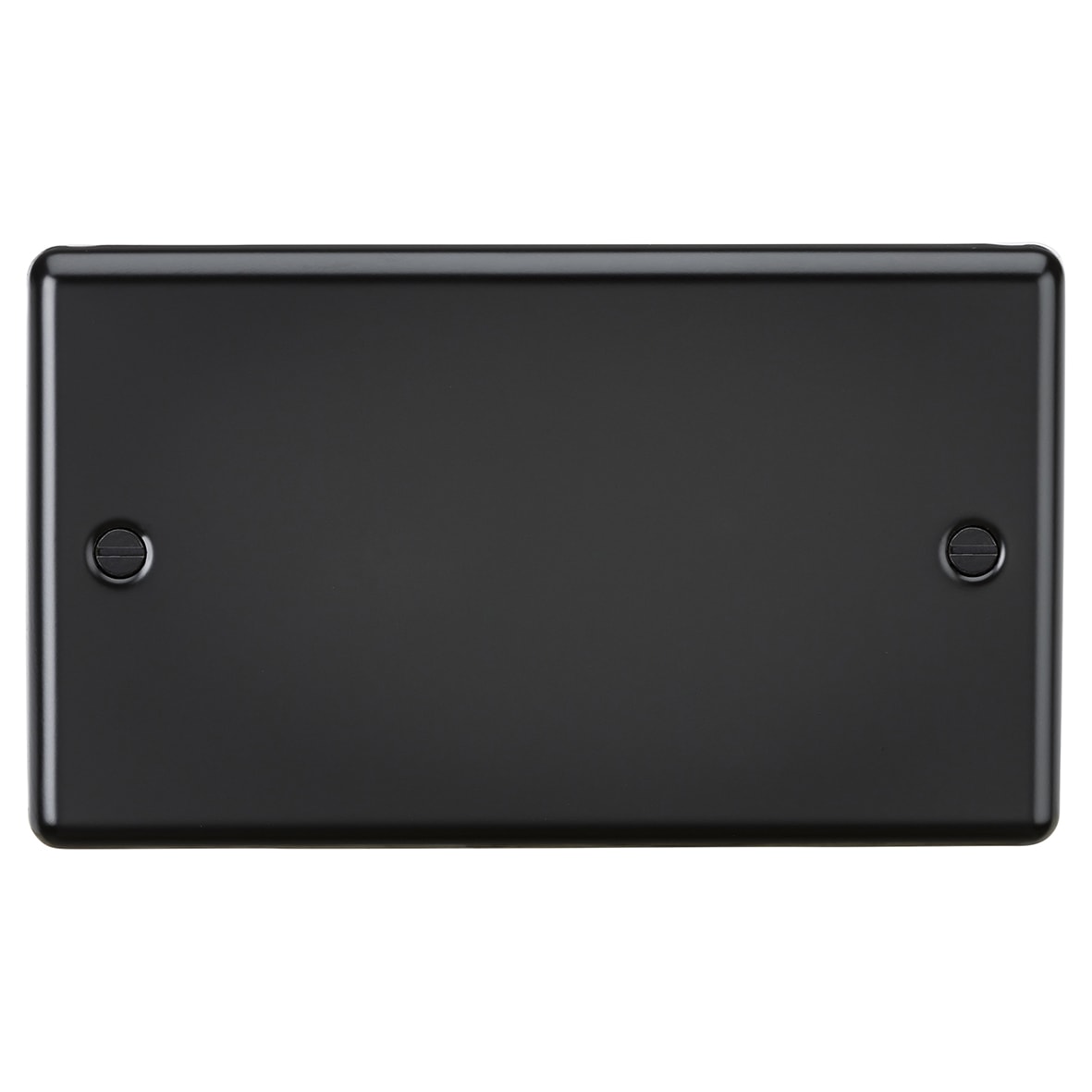 2 Gang Round Edge Blank Plate - Matt Black