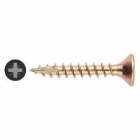 All Purpose Pozi Countersunk Wood Screws - 3.5 x 25mm - Yellow Zinc - Pack of 200
