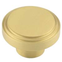 Cropley Stepped Round Cabinet Knob - 40mm Diameter - Satin Brass