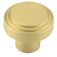 Cropley Stepped Round Cabinet Knob - 30mm Diameter - Satin Brass