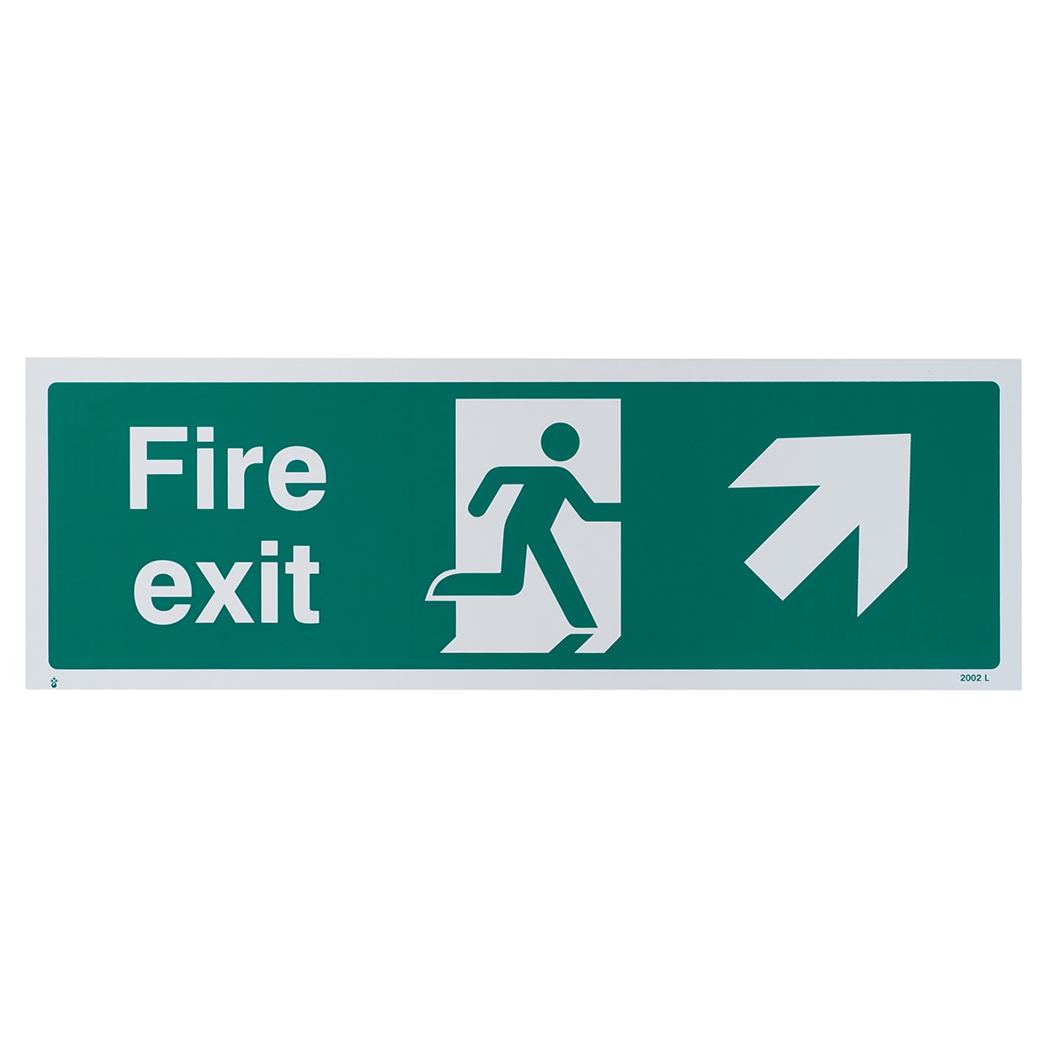 Fire Exit Running Man Up Right Arrow Sign - 450 x 150mm - Rigid Plastic