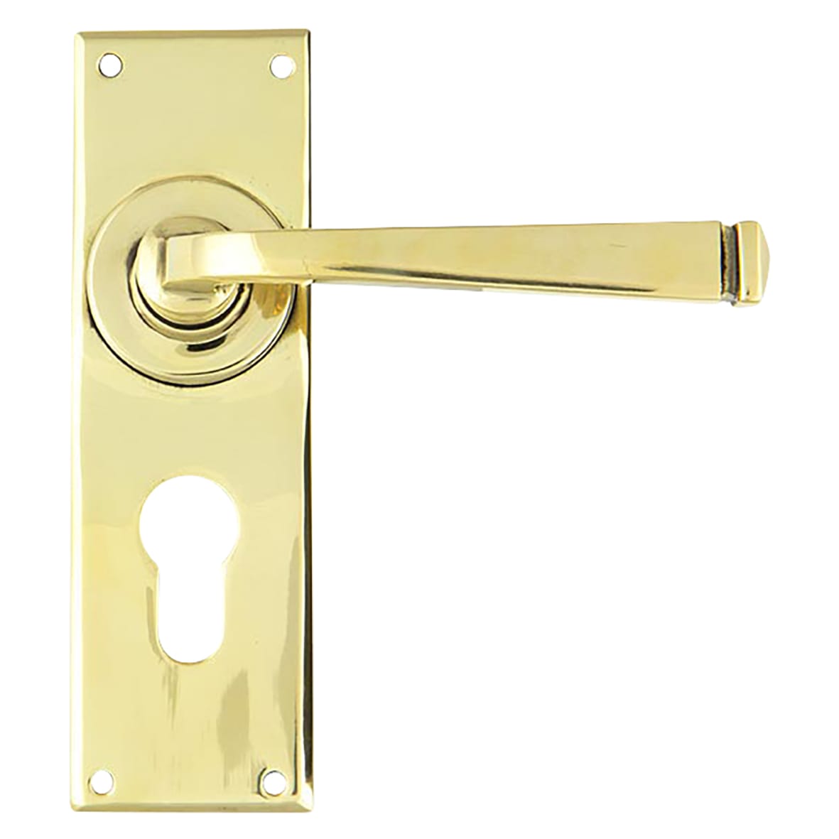 Aged Brass Euro Lock Door Handles - Avon Range - 152 x 48mm