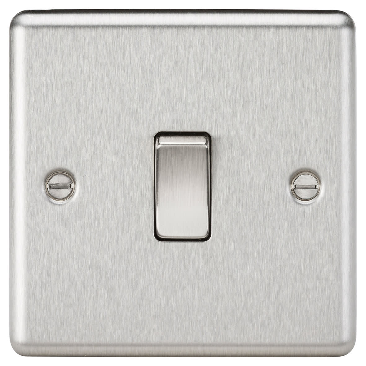 10AX 1 Gang 2 Way Round Edge Light Switch - Brushed Chrome