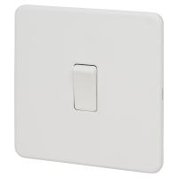 10AX 1 Gang 2 Way Screwless Flat Plate Light Switch - Matt White