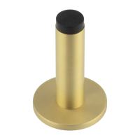 Plain Projection Door Stop on Plain Rose - 76mm Projection - Satin Brass