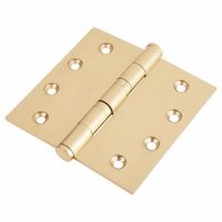 Performance Ball Bearing Butt Door Hinge - 100 x 100 x 3mm - Polished Brass - Pair