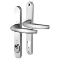 1530/3259N Silver uPVC Multipoint Door Handles - Long Plate - 92mm c/c - 44mm door
