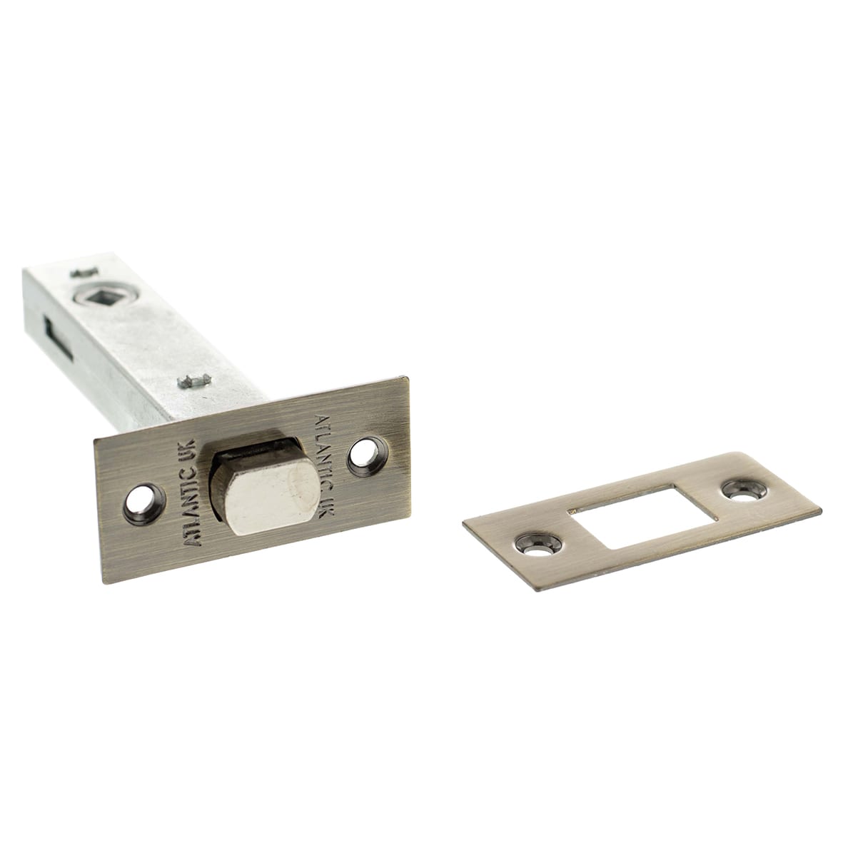 5mm Tubular Bathroom Deadbolt - 100mm Case - 75mm Backset - Square - Antique Brass