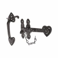 Metalized Antique Black Iron Cottage Thumb Latch Set