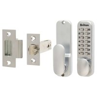 9160 Push Button Code Lock and Latch - Holdback Option - Satin Chrome