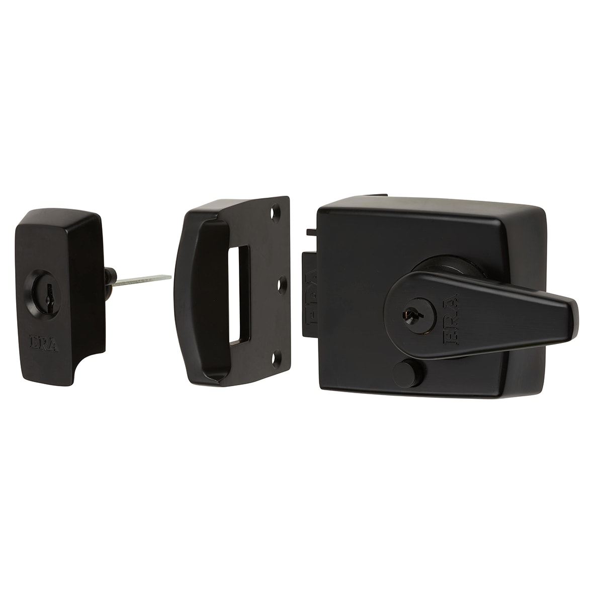 BS 3621:2007 Double Locking Nightlatch - 60mm Backset - Matt Black Case/ Cylinder
