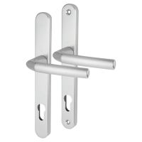 1117/3810N Silver uPVC Multipoint Door Handles - Long Plate - 92mm c/c - 70mm door - Birmingham Range