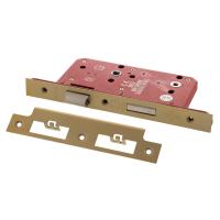 DIN Bathroom Lock - 88mm Case - 60mm Backset - Square - Satin Brass