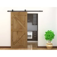 Barn Strap Soft Open/Close Sliding Door Gear - Top Mounted - 60-80kg Max Door Weight - Black