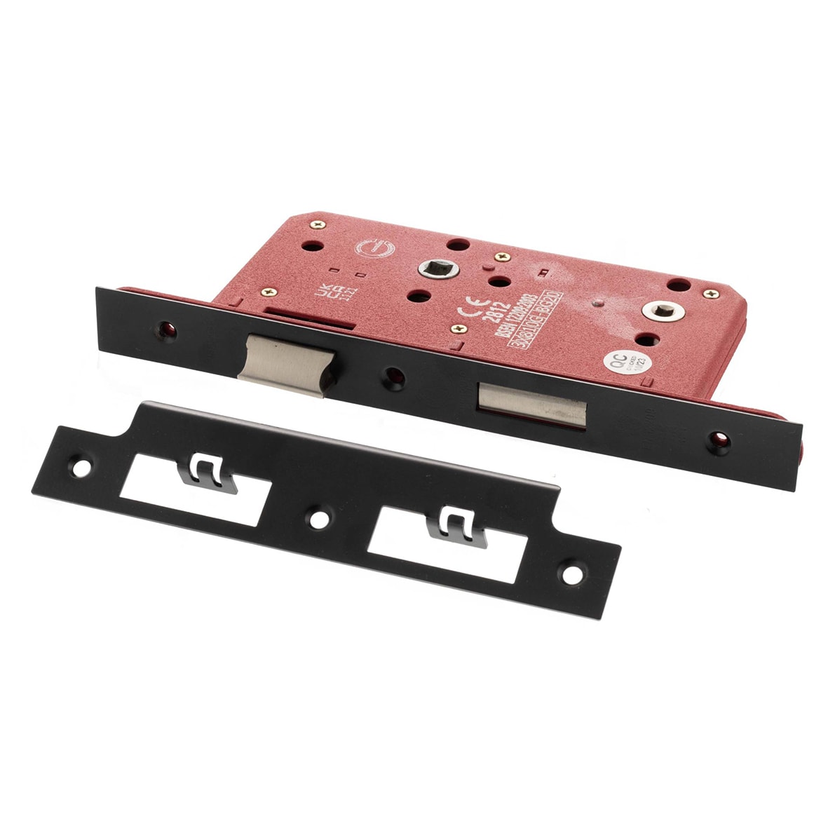 DIN Bathroom Lock - 88mm Case - 60mm Backset - Square - Matt Black