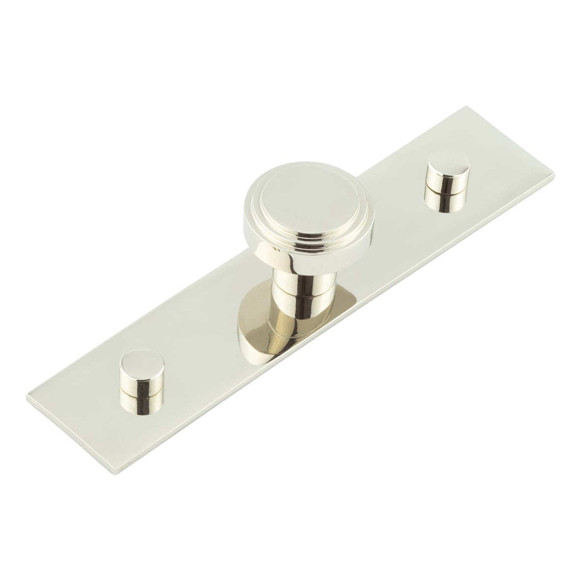 Cropley Stepped Round Cabinet Knob on Plain Backplate - 30mm Diameter - Polished Nickel