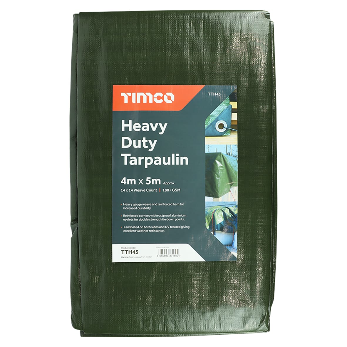 Heavy Duty Tarpaulin - 5m x 4m - Green