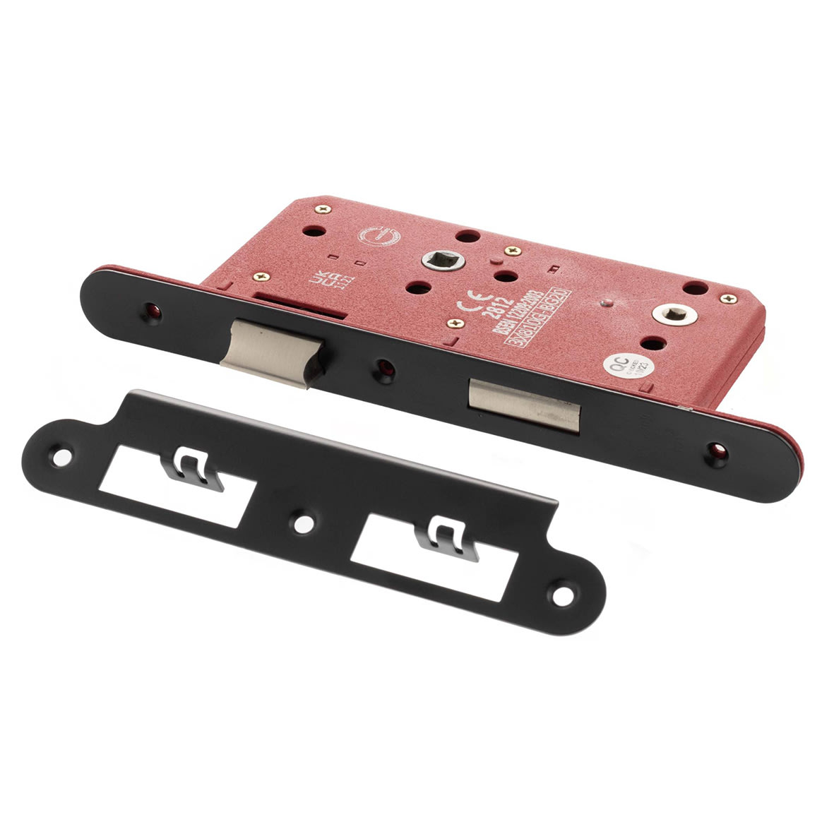 DIN Bathroom Lock - 88mm Case - 60mm Backset - Radius - Matt Black