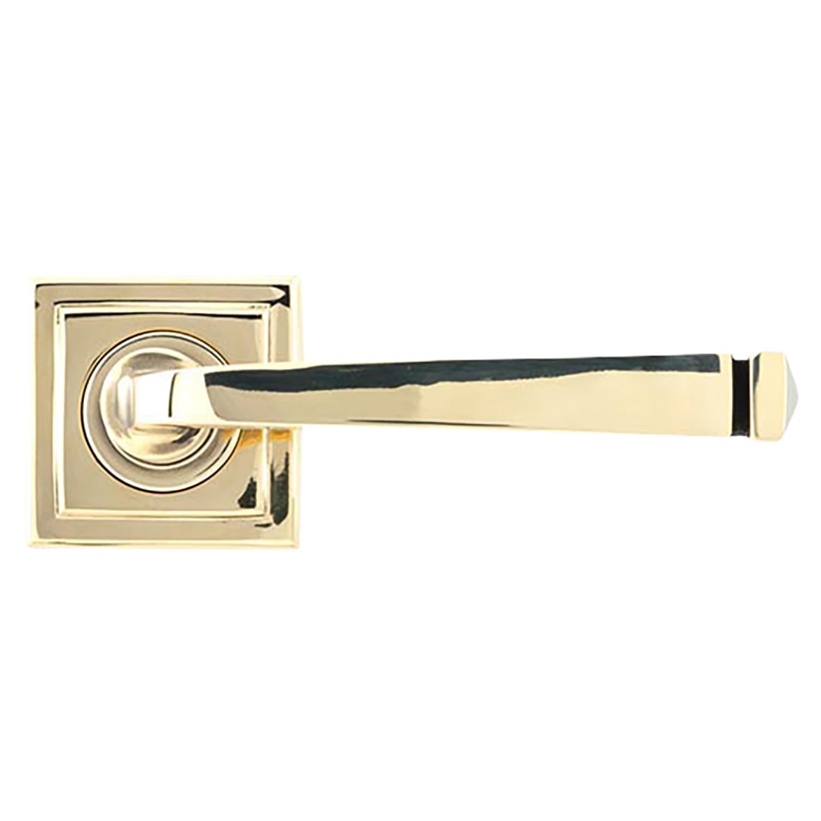 Aged Brass Door Handles on Square Rose - Avon Range