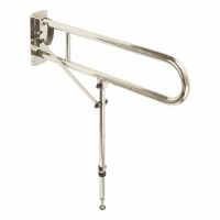Hinged Support Grab Rail With Leg - 800 x 200mm - Polished Stainless Steel