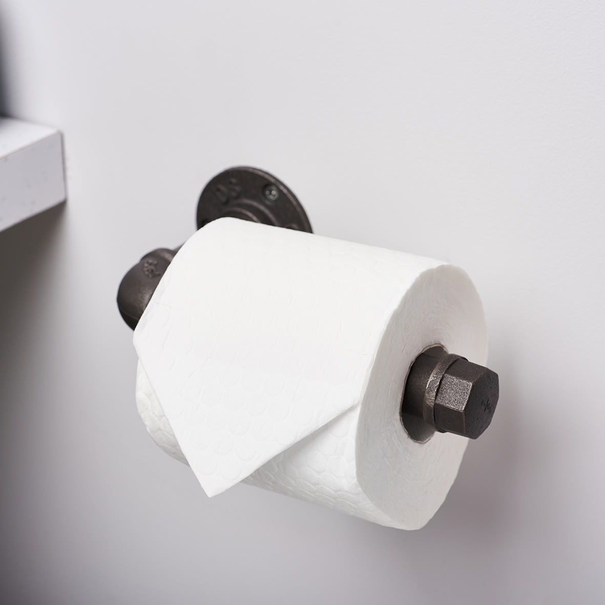 1/2" Pipe Round Toilet Roll Holder Kit - Grey