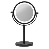 Freestanding LED 3x Magnifying Bathroom Mirror - 295 x 185 x 120mm - Matt Black
