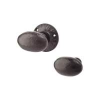 Antique Black Oval Rim Door Knob - 64mm Rose Diameter