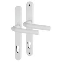 1117/3810N White uPVC Multipoint Door Handles - Long Plate - 92mm c/c - 70mm door - Birmingham Range