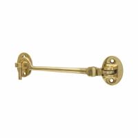 Cabin Hook & Eye - 100mm Length - Polished Brass