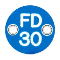 Fire Door Sign - Drilled - 25mm Diameter - Rigid Plastic - Blue