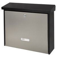 London Postbox - 320 x 377 x 115mm - Matt Black/Stainless Steel