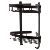Wirework Large Corner Shower Basket - Two Tier - 390 x 312 x 209mm - Matt Black