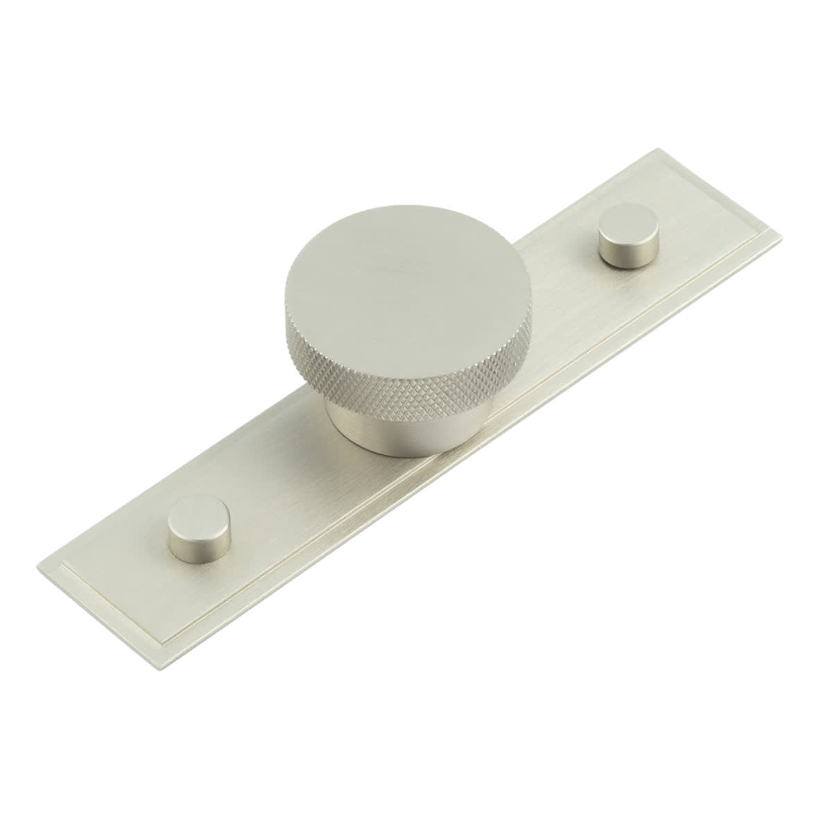 Wenlock Knurled Round Cabinet Knob on Stepped Backplate - 40mm Diameter - Satin Nickel