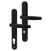 1530/3259N Black uPVC Multipoint Door Handles - Long Plate - 92mm c/c - 70mm door