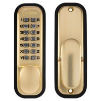 Easy Code Push Button Digital Code Lock - Holdback Option - Satin Brass