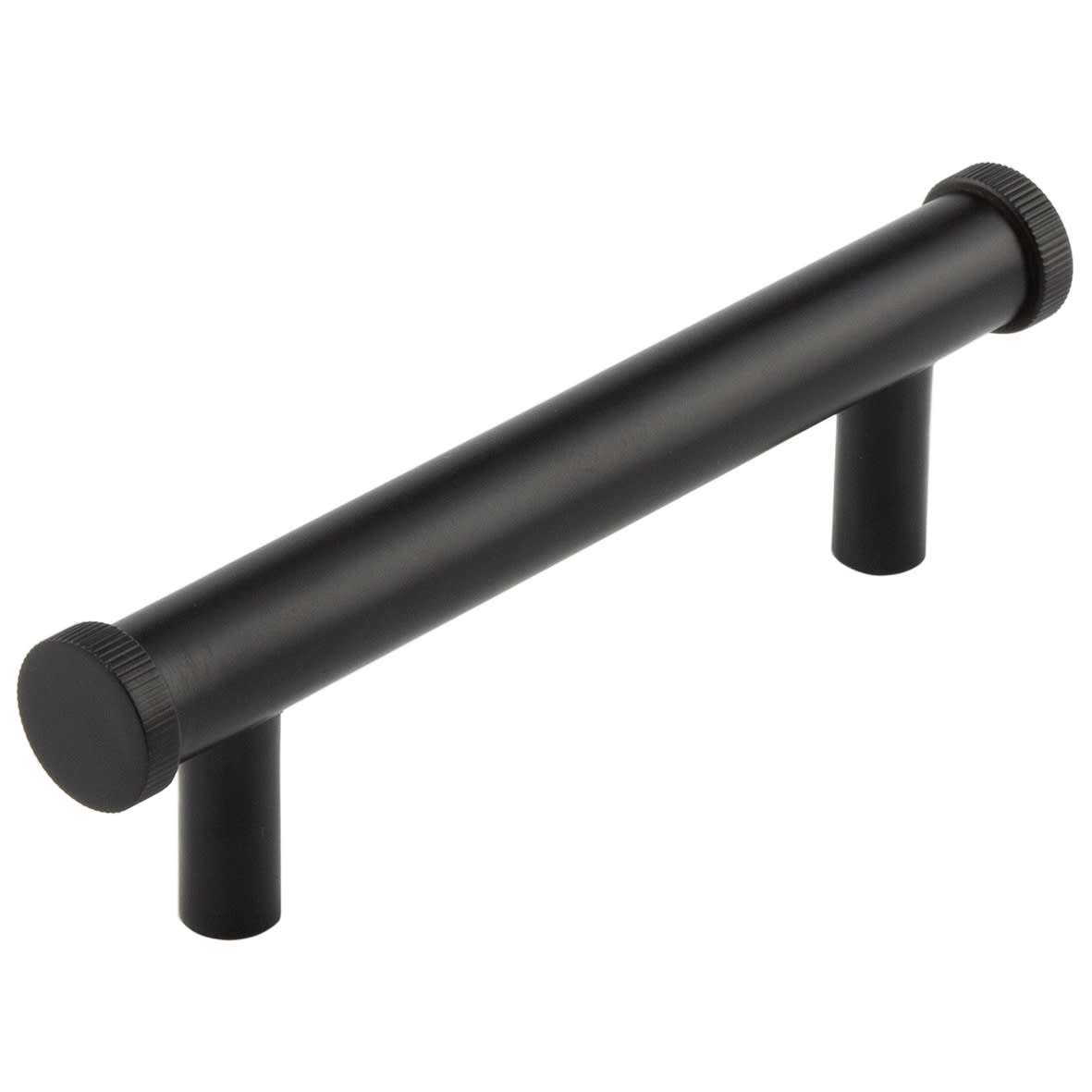 Thaxted 15mm Knurled T-Bar Cabinet Pull Handle - 96mm c/c - Black