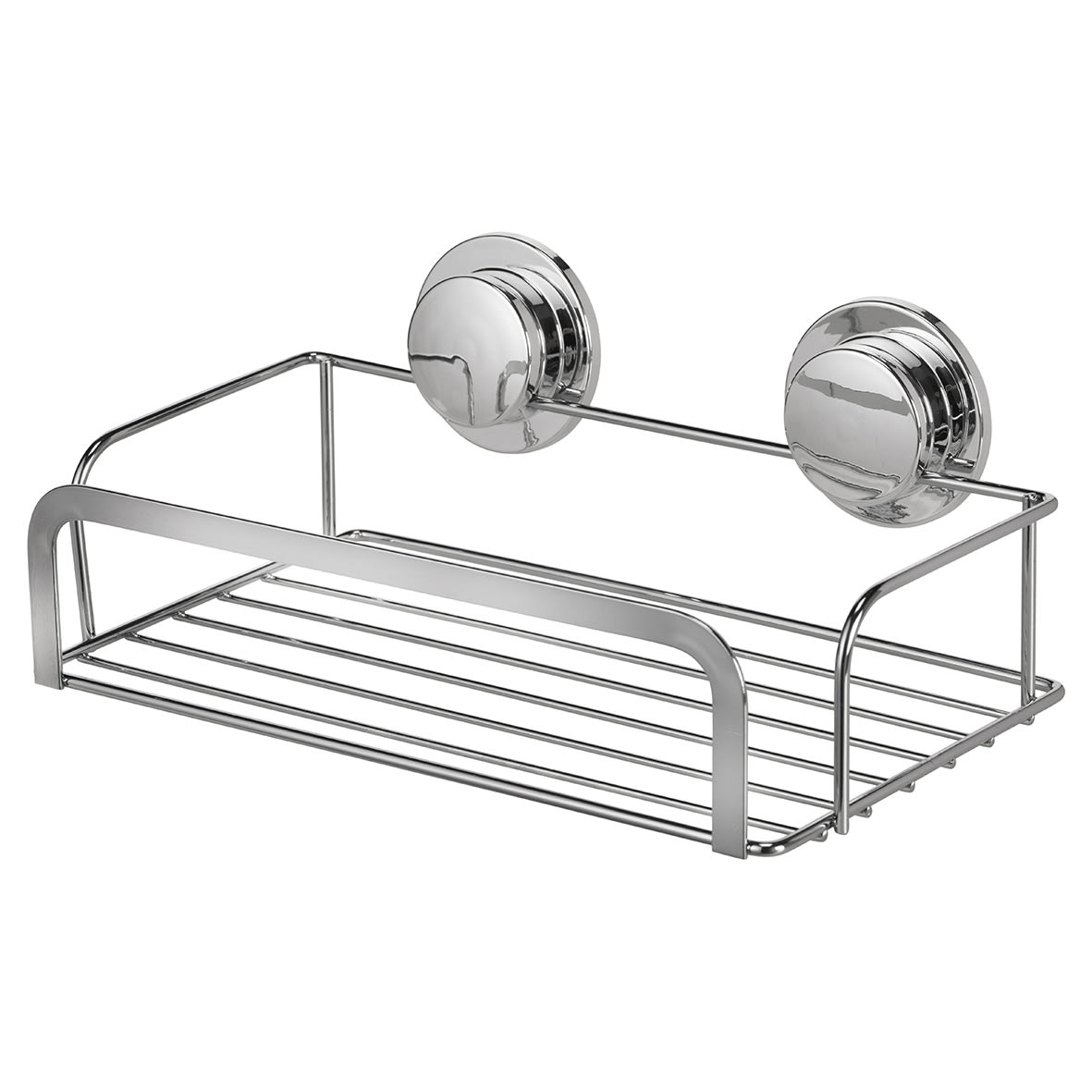 Stick 'N' Lock Cosmetic Shower Basket - One Tier - 109 x 258 x 149mm - Polished Chrome
