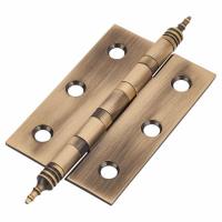 Finial Ball Bearing Butt Door Hinge - 75 x 50 x 2mm - Antique Brass - Pair