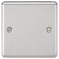 1 Gang Round Edge Blank Plate - Brushed Chrome