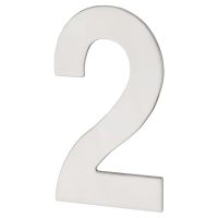 100mm Concealed Screw Fix Door Numeral - 2 - Polished Stainless Steel
