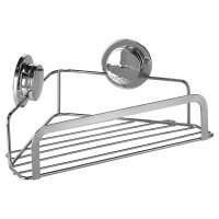 Stick 'N' Lock Corner Shower Basket - One Tier - 106 x 260 x 166mm - Polished Chrome