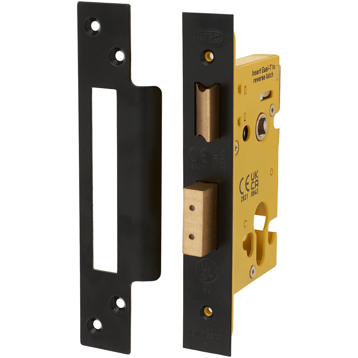 Architectural Bolt Through Euro Profile Sashlock - 65mm Case - 44mm Backset - Square - Matt Black