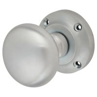 Satin Chrome Round Rim Door Knob - 56mm Rose Diameter