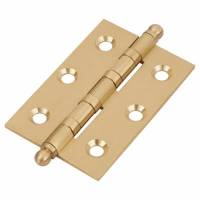 Ball Tip Washered Butt Door Hinge - 75 x 50 x 2.5mm - Satin Brass - Pair