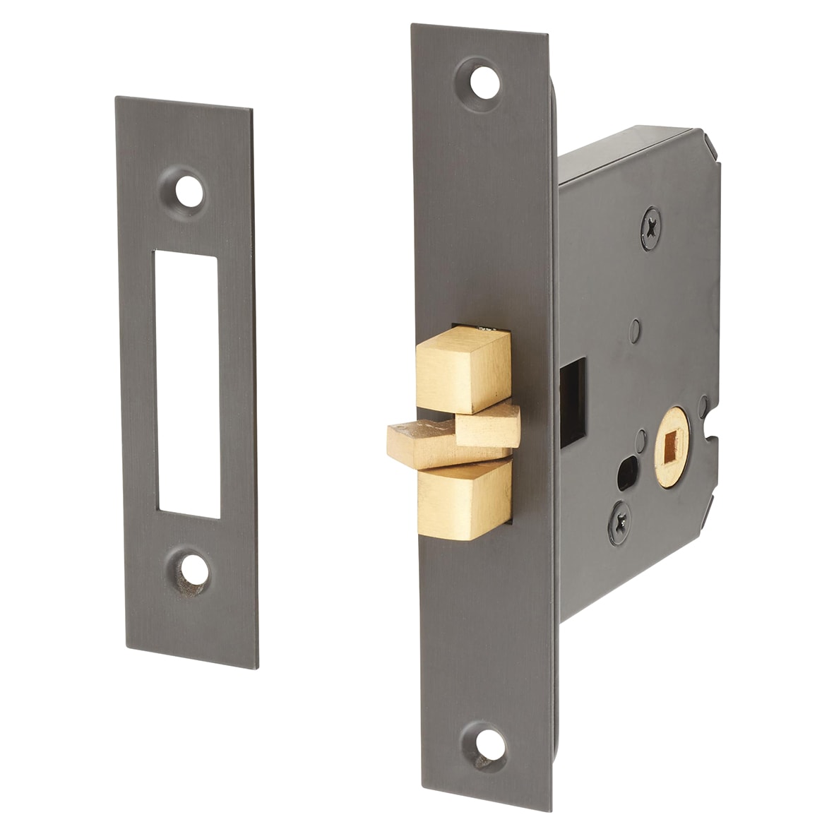 Sliding Door Bathroom Lock - 76mm Case - 56mm Backset - Dark Bronze