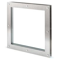 Twin Glazed Square Vision Panel - 360 x 360mm - - Brushed Stainless Steel