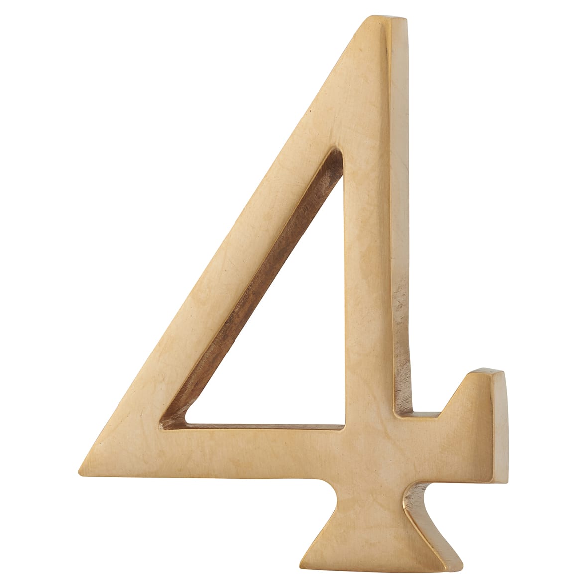 76mm Concealed Screw Fix Door Numeral - 4 - Unlacquered Brass