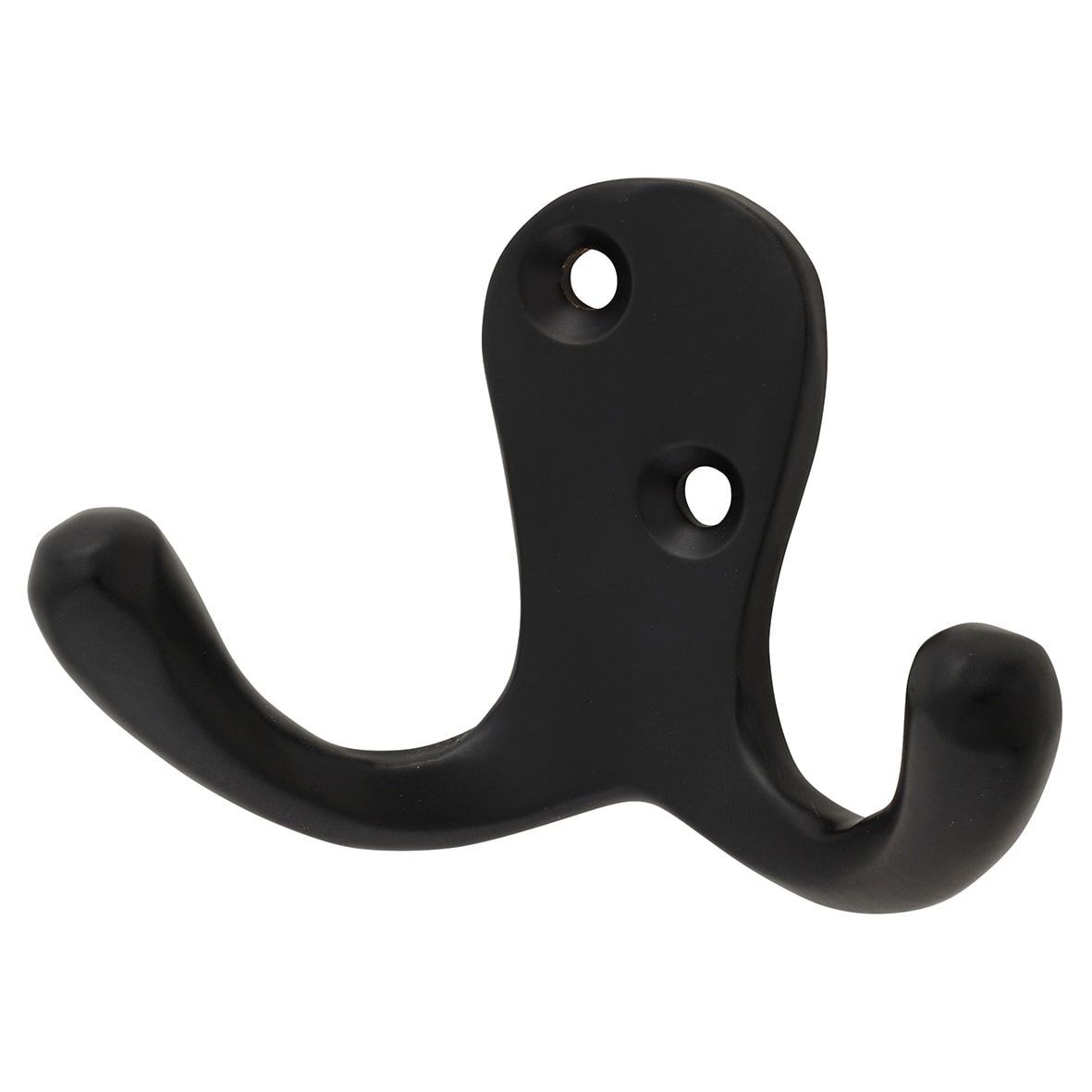 Solid Brass Double Coat Hook - 70 x 43mm - Matt Black