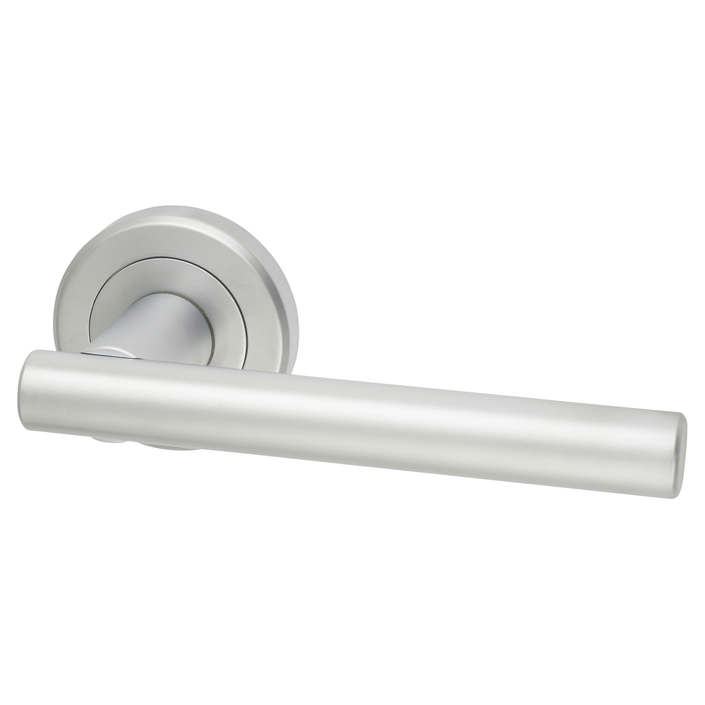 Brass Satin Chrome Door Handles on Round Rose - Philadelphia Range